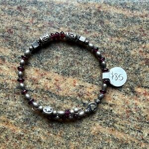 Elegant Sterling Silver and Garnet Beaded Bracelet